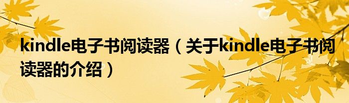 kindle电子书阅读器（关于kindle电子书阅读器的介绍）