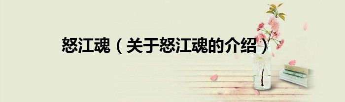 怒江魂（关于怒江魂的介绍）