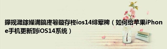 鑻规灉鎵嬫満鎬庝箞鏇存柊ios14绯荤粺（如何给苹果iPhone手机更新到iOS14系统）