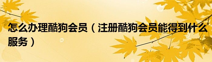 怎么办理酷狗会员（注册酷狗会员能得到什么服务）
