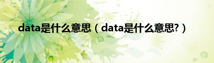 data是什么意思（data是什么意思?）