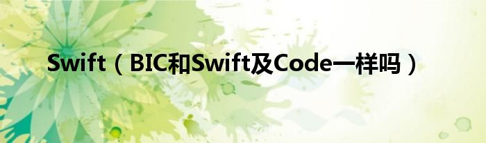 Swift（BIC和Swift及Code一样吗）