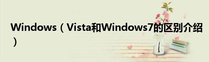 Windows（Vista和Windows7的区别介绍）