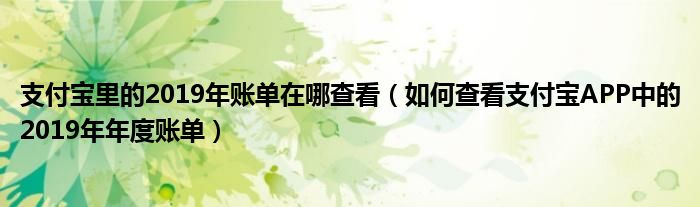 支付宝里的2019年账单在哪查看（如何查看支付宝APP中的2019年年度账单）