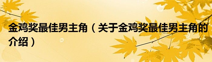 金鸡奖最佳男主角（关于金鸡奖最佳男主角的介绍）