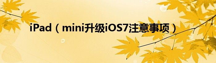 iPad（mini升级iOS7注意事项）