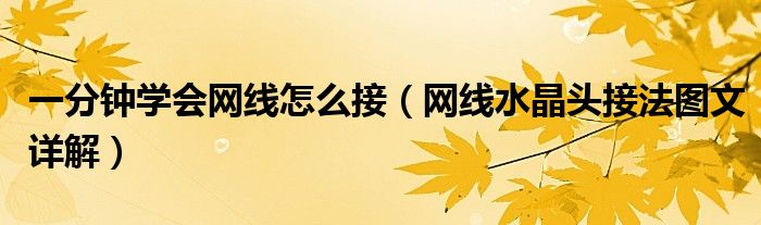 一分钟学会网线怎么接（网线水晶头接法图文详解）