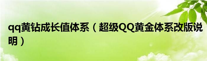 qq黄钻成长值体系（超级QQ黄金体系改版说明）