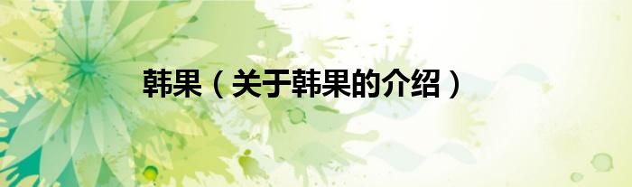 韩果（关于韩果的介绍）