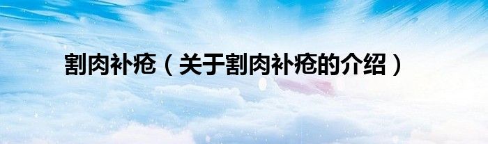 割肉补疮（关于割肉补疮的介绍）