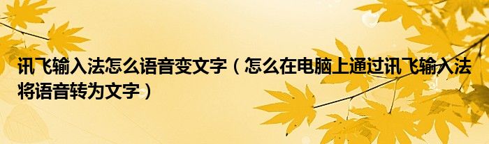 讯飞输入法怎么语音变文字（怎么在电脑上通过讯飞输入法将语音转为文字）