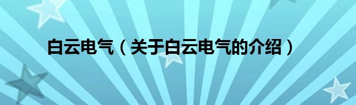 白云电气（关于白云电气的介绍）