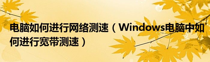 电脑如何进行网络测速（Windows电脑中如何进行宽带测速）