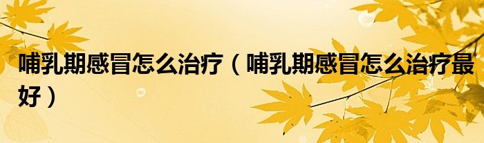 哺乳期感冒怎么治疗（哺乳期感冒怎么治疗最好）