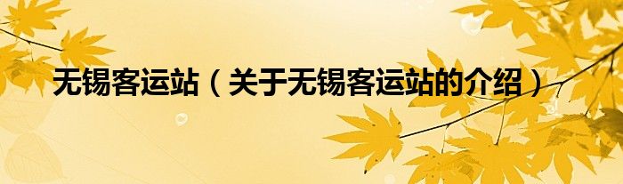 无锡客运站（关于无锡客运站的介绍）
