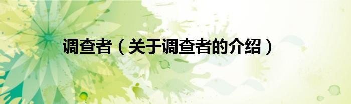 调查者（关于调查者的介绍）