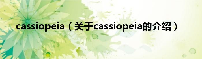 cassiopeia（关于cassiopeia的介绍）