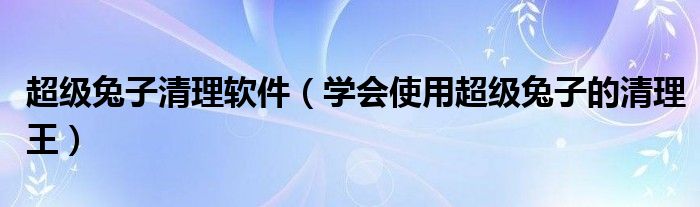 超级兔子清理软件（学会使用超级兔子的清理王）