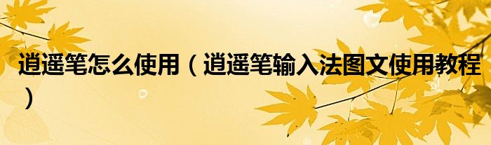 逍遥笔怎么使用（逍遥笔输入法图文使用教程）