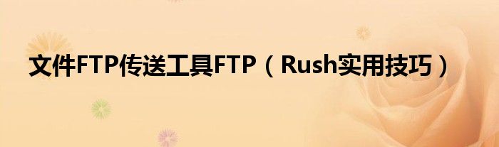 文件FTP传送工具FTP（Rush实用技巧）
