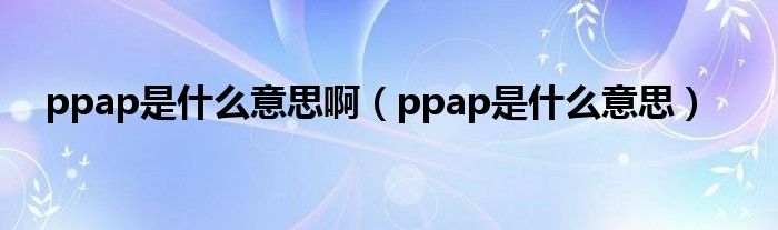 ppap是什么意思啊（ppap是什么意思）