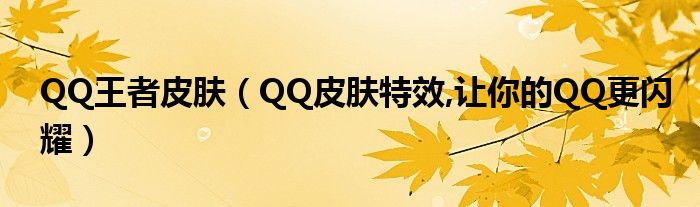 QQ王者皮肤（QQ皮肤特效,让你的QQ更闪耀）