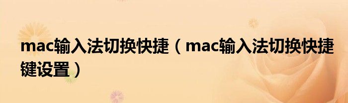 mac输入法切换快捷（mac输入法切换快捷键设置）