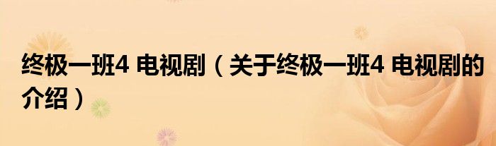终极一班4 电视剧（关于终极一班4 电视剧的介绍）