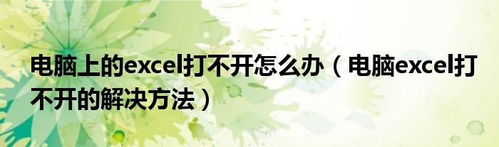电脑上的excel打不开怎么办（电脑excel打不开的解决方法）