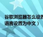 谷歌浏览器怎么设置语言为中文（如何将英文版谷歌浏览器语言设置为中文）