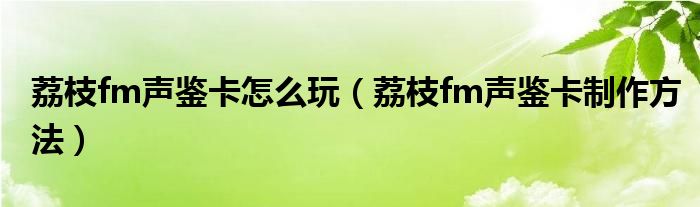 荔枝fm声鉴卡怎么玩（荔枝fm声鉴卡制作方法）
