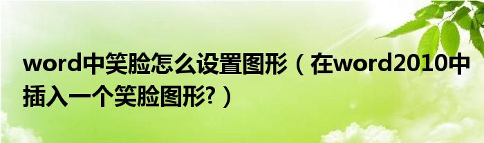 word中笑脸怎么设置图形（在word2010中插入一个笑脸图形?）