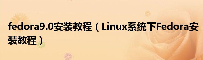 fedora9.0安装教程（Linux系统下Fedora安装教程）