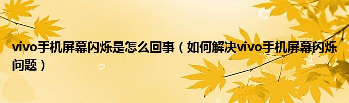 vivo手机屏幕闪烁是怎么回事（如何解决vivo手机屏幕闪烁问题）