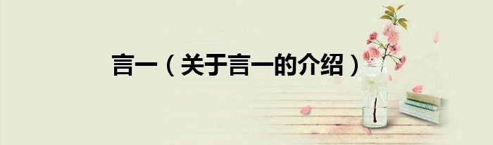 言一（关于言一的介绍）