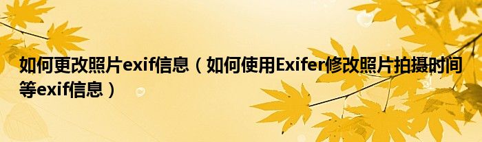 如何更改照片exif信息（如何使用Exifer修改照片拍摄时间等exif信息）