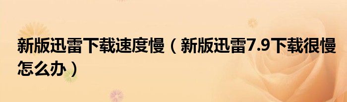 新版迅雷下载速度慢（新版迅雷7.9下载很慢怎么办）