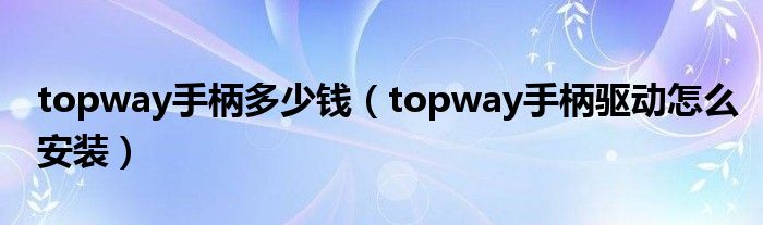 topway手柄多少钱（topway手柄驱动怎么安装）
