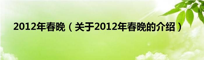 2012年春晚（关于2012年春晚的介绍）