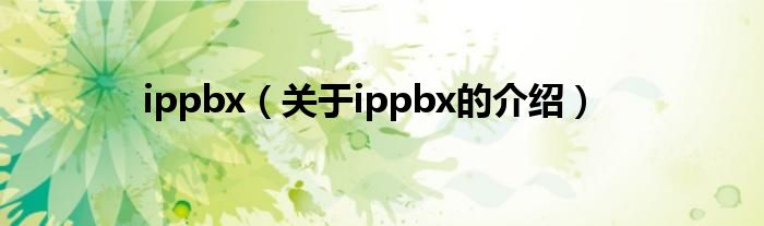 ippbx（关于ippbx的介绍）