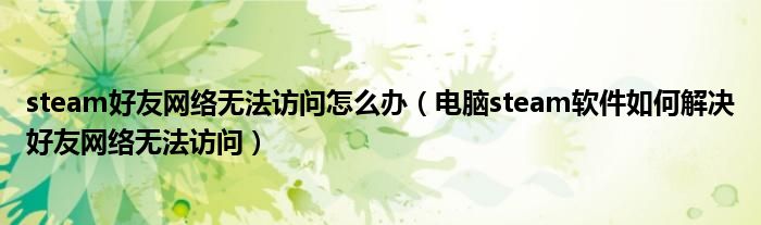 steam好友网络无法访问怎么办（电脑steam软件如何解决好友网络无法访问）