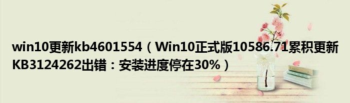 win10更新kb4601554（Win10正式版10586.71累积更新KB3124262出错：安装进度停在30%）