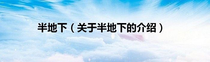 半地下（关于半地下的介绍）