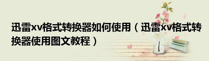 迅雷xv格式转换器如何使用（迅雷xv格式转换器使用图文教程）