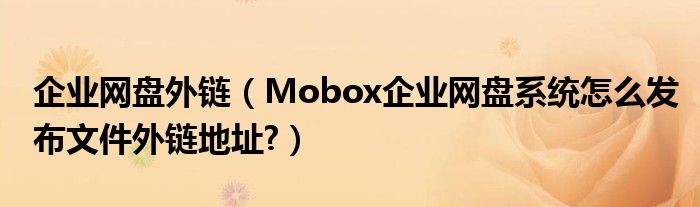 企业网盘外链（Mobox企业网盘系统怎么发布文件外链地址?）