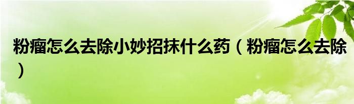 粉瘤怎么去除小妙招抹什么药（粉瘤怎么去除）