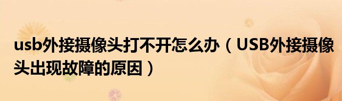 usb外接摄像头打不开怎么办（USB外接摄像头出现故障的原因）