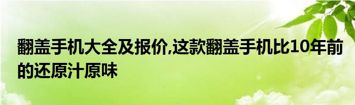 翻盖手机大全及报价,这款翻盖手机比10年前的还原汁原味