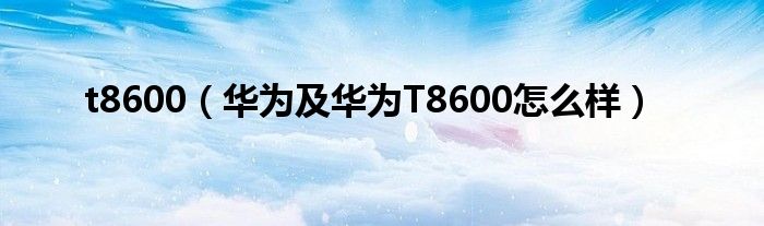 t8600（华为及华为T8600怎么样）