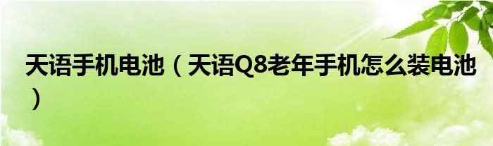 天语手机电池（天语Q8老年手机怎么装电池）